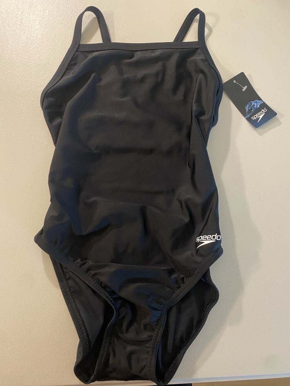 Speedo Pro LT Girls Solid Black One Piece Swimsuit, Size 6/32